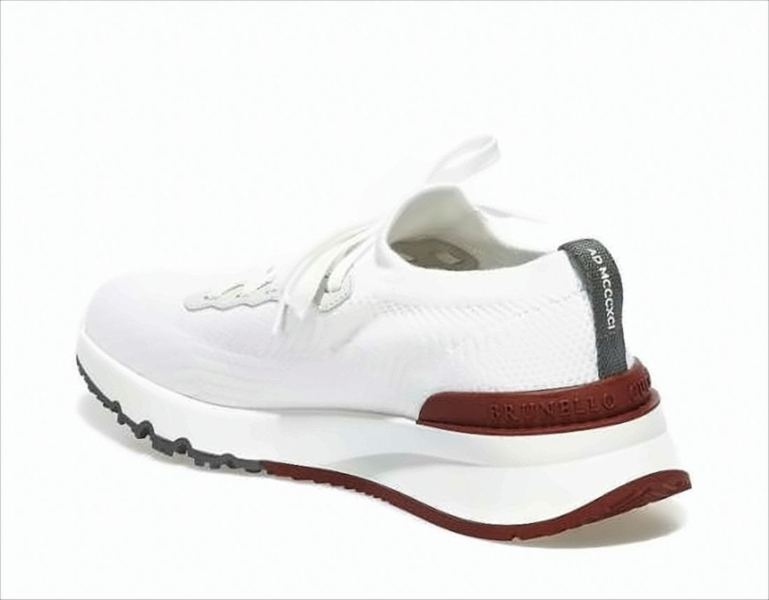 Brunello Cucinelli White Knitted Sneakers With Streamlined Silhouette