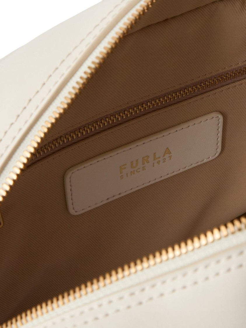 Furla White Poppy Dome M Structured Leather Handbag