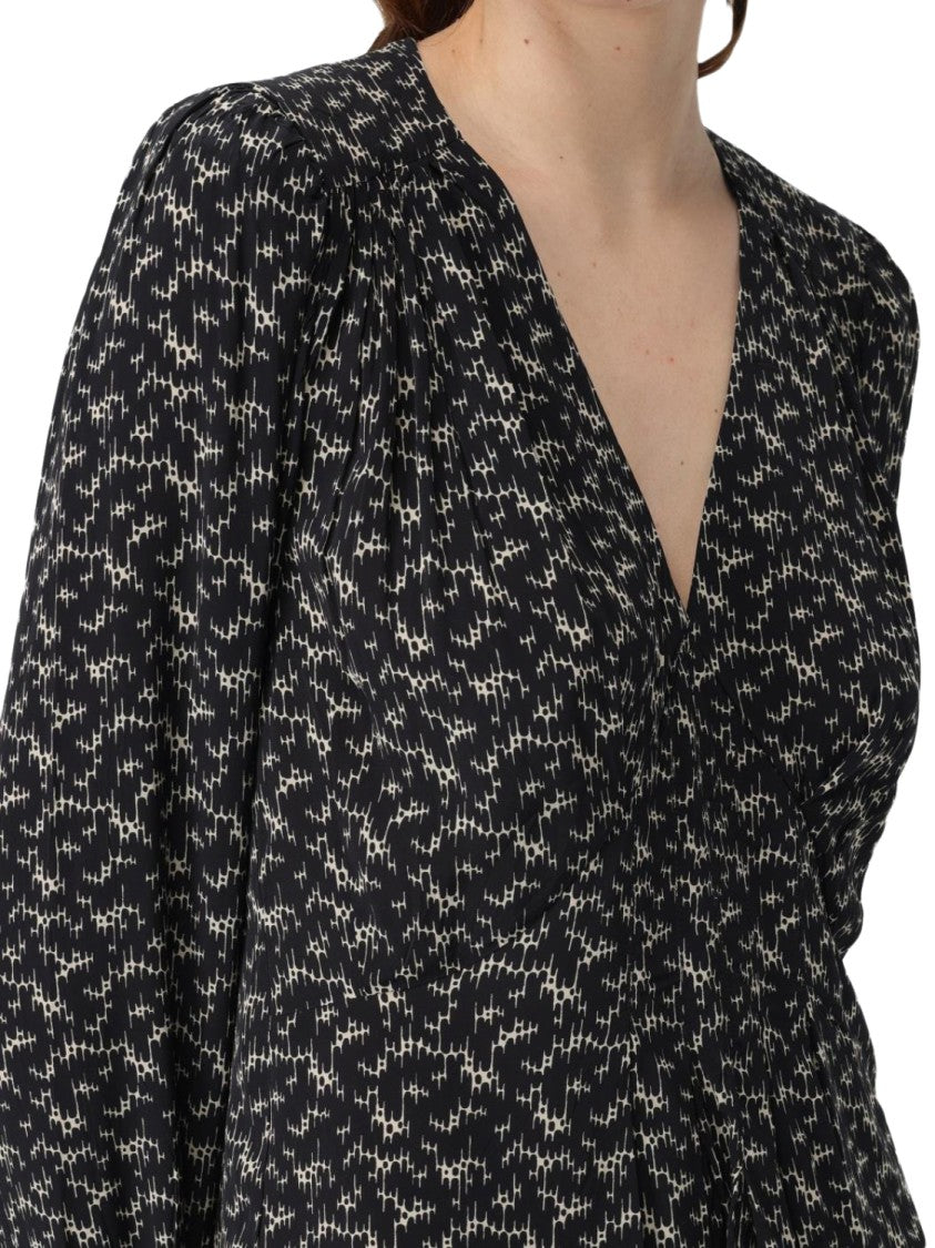 Isabel Marant Floral-Pattern V-Neck Tunic With Pleated Waist
