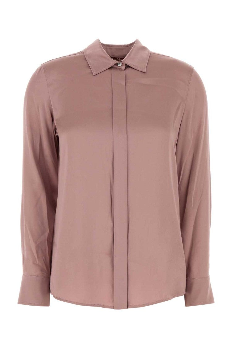 Mm Studio Pink Stretch Satin Baden Shirt