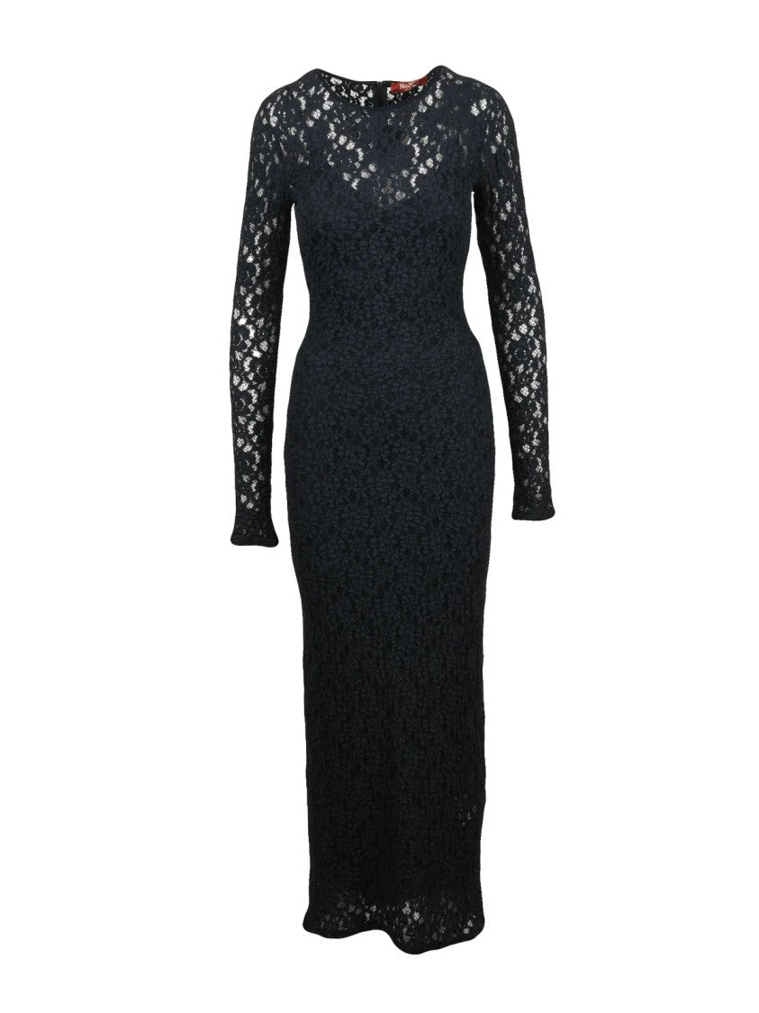 Max Mara Fitted Midi Dress In Stretch Bouclé With Sheer Sleeves
