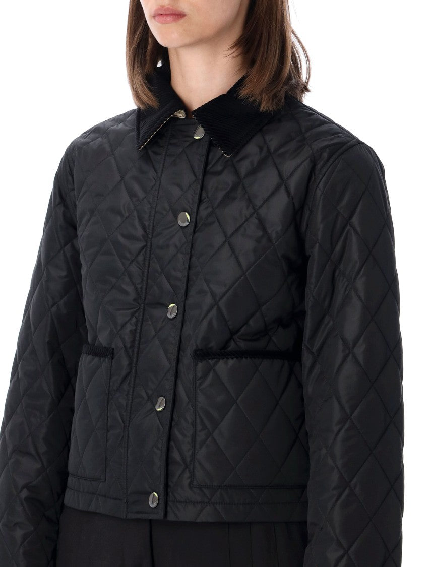 Burberry Cropped Diamond-Quilted Nylon Jacket
