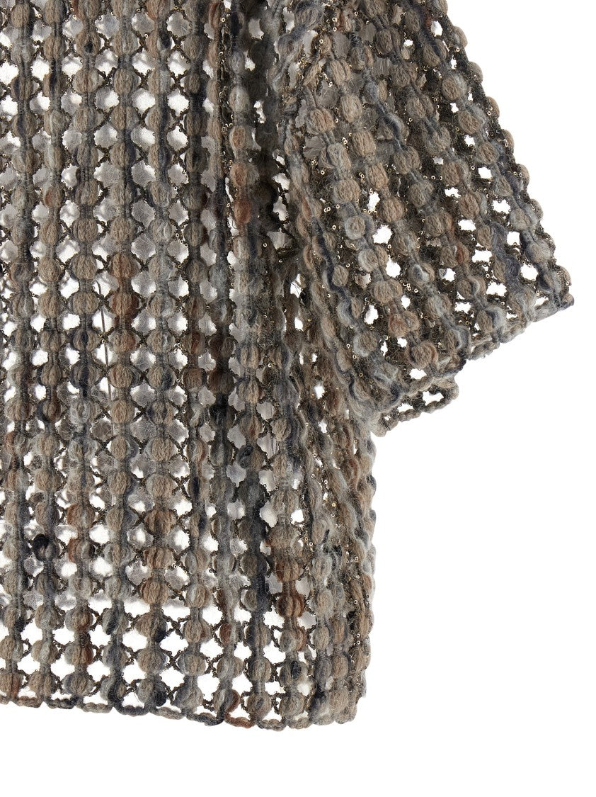 Brunello Cucinelli Balloon Net Embroidery Sweater