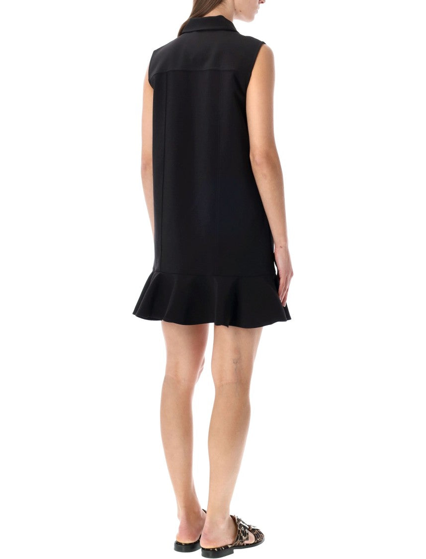 Ganni Twill Ruffled Hem Mini Dress