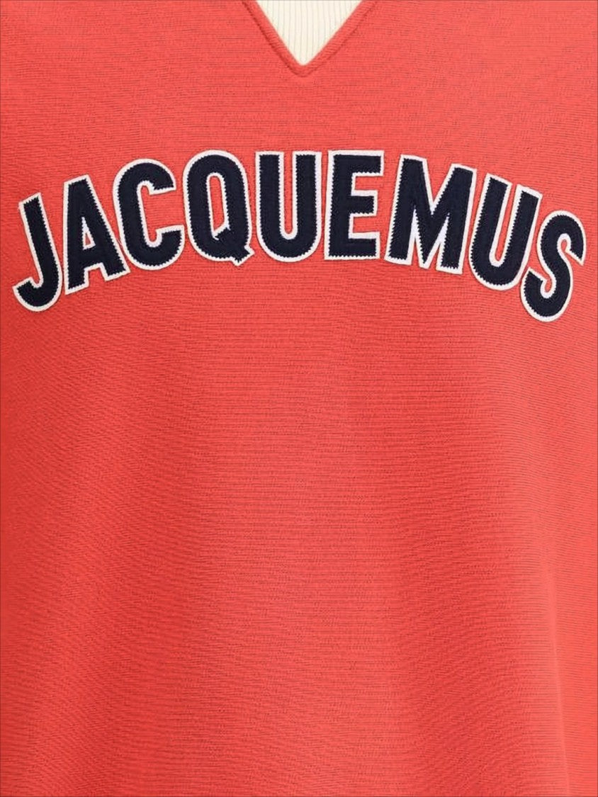 Jacquemus Long-Sleeve Sweatshirt With Arched Logo And Ribbed Accents