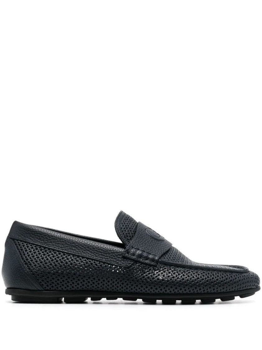 Casadei Perforated Leather Loafers With Rubber Sole