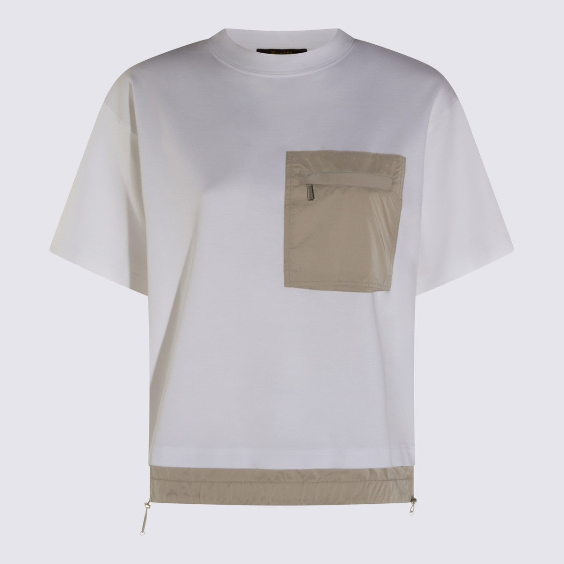 Moorer White And Beige Cotton T-Shirt With Pocket