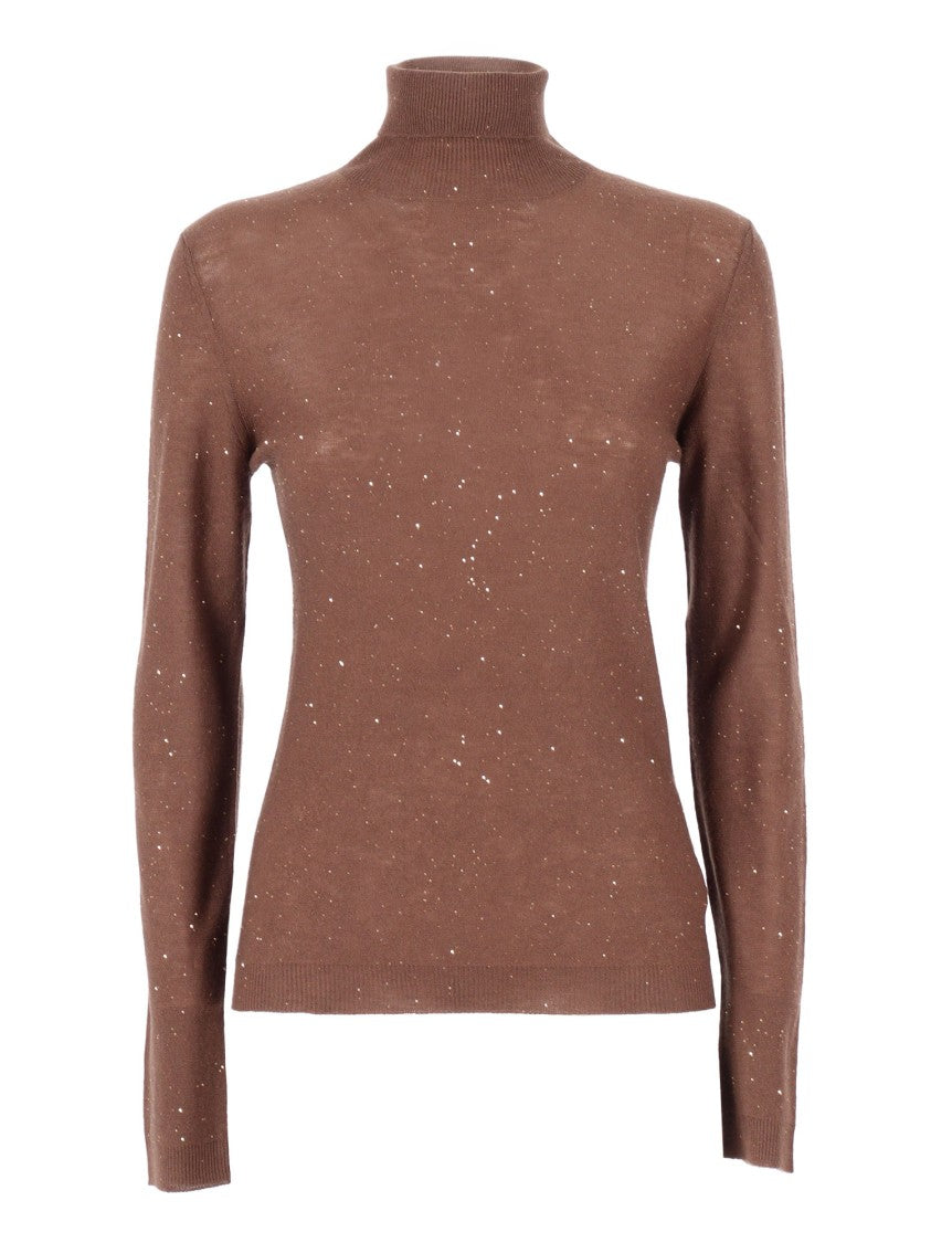 Fabiana Filippi Long Sleeve Turtleneck Sweater With Sequined Detail