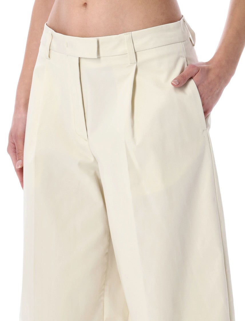 The Latest Deva Wide Leg Cotton Tailored Trousers