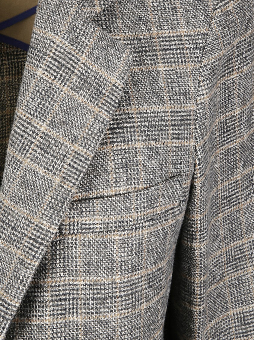 Jejia Classic Checkered Blazer With Removable Contrast Cuffs