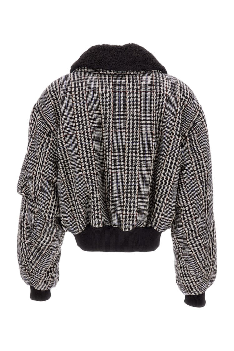 Stella Mccartney Padded Wool Bomber Jacket With Houndstooth Check