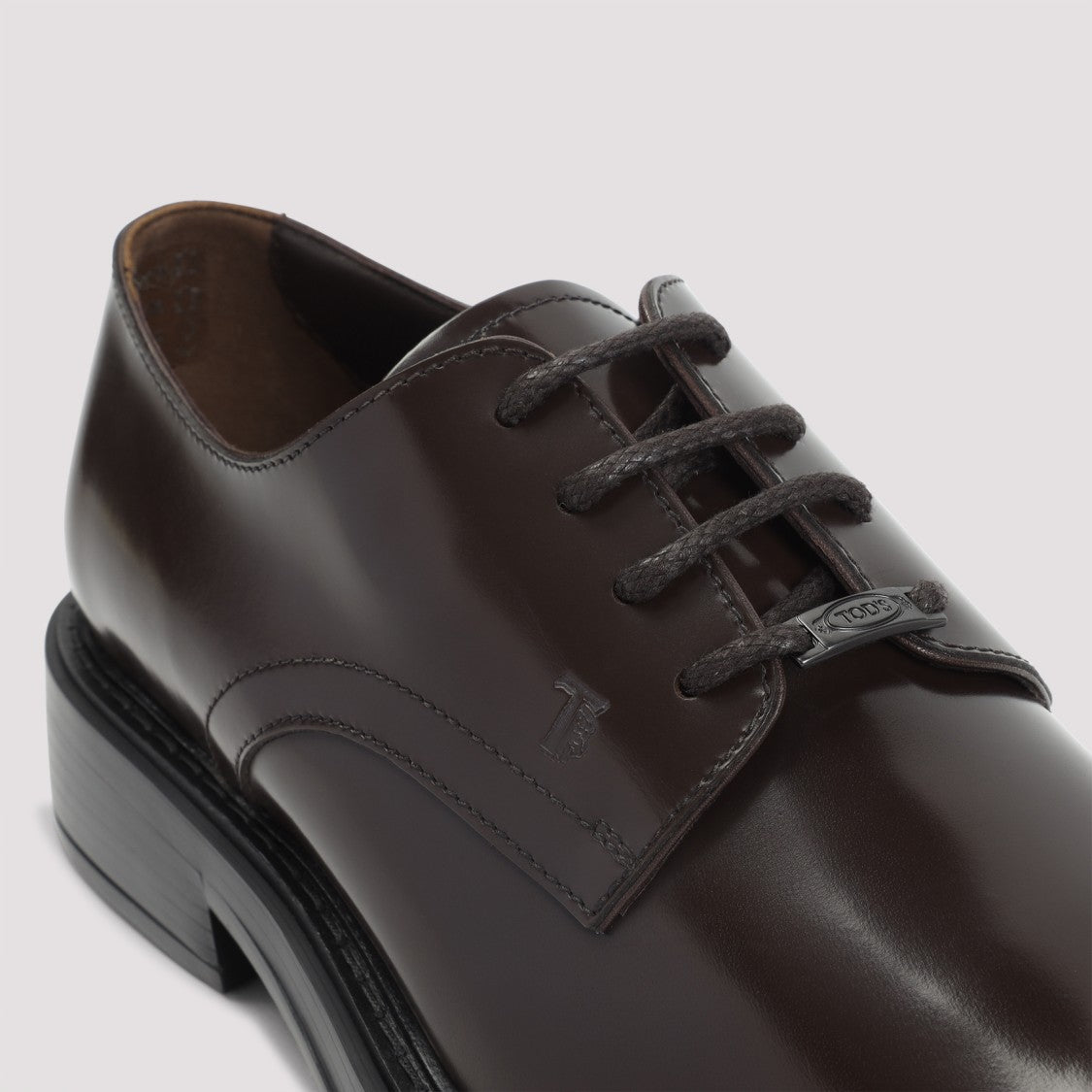 Tod's Dark Tobacco Brown Leather Derbies