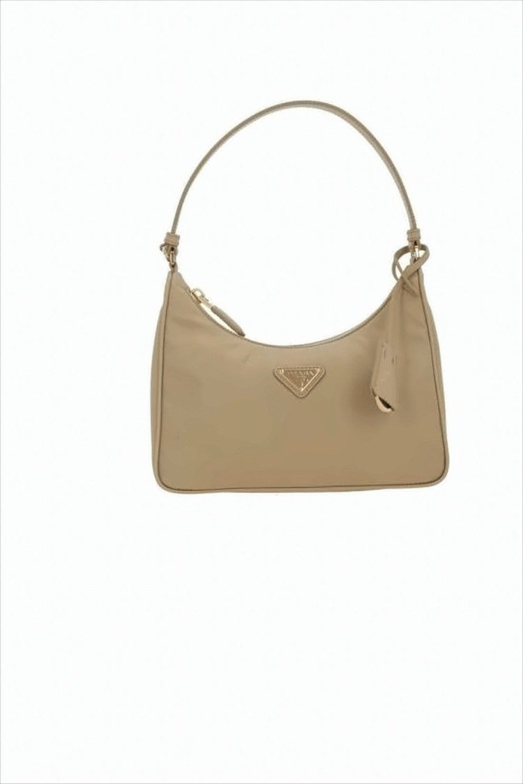 Prada Smooth Rectangular Shoulder Bag With Triangular Logo Plaque