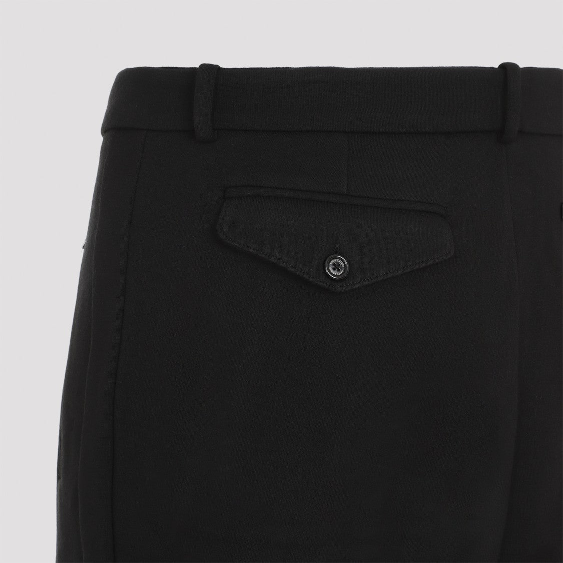Ralph Lauren X Purple Label Tailored Black Trousers With Pleats And Buttoned Pockets
