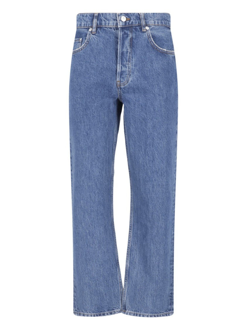 Anine Bing Blue Kate Regenerated Cotton Denim Straight-Leg Jeans