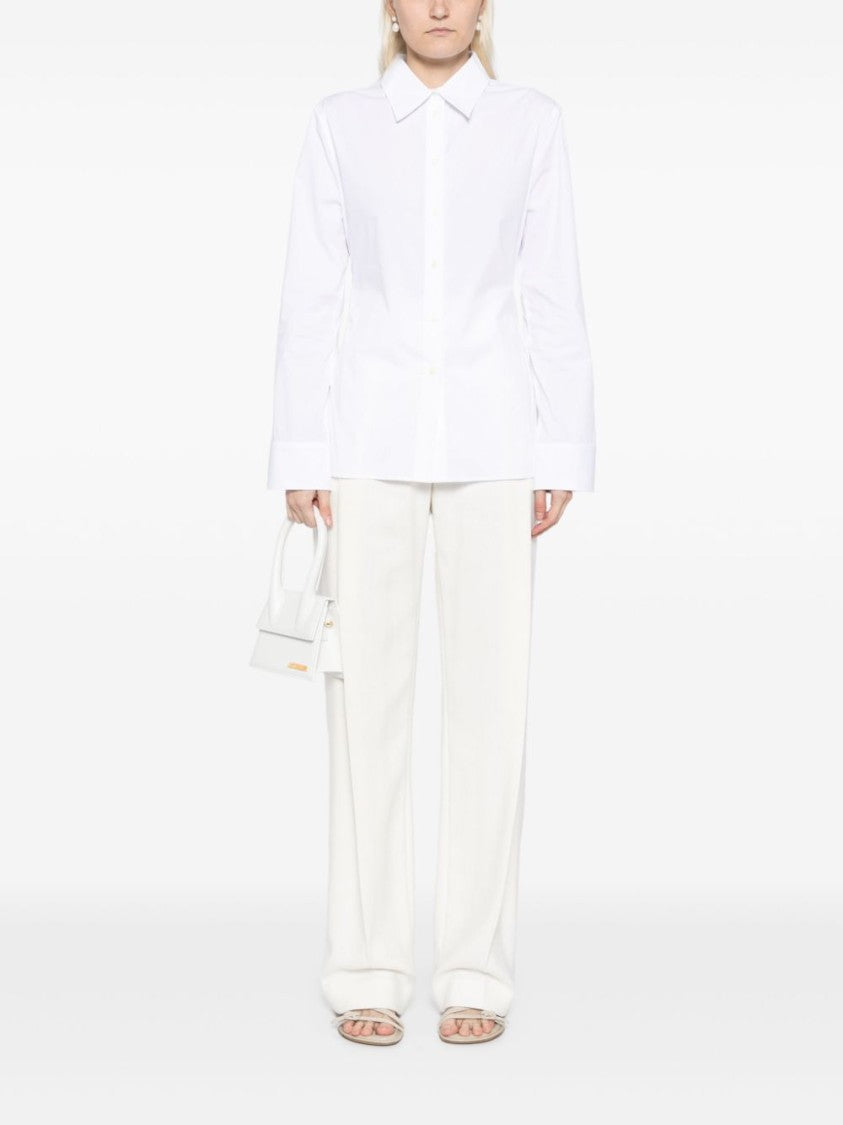 Jacquemus White Blouse With Cut-Out Detail And Adjustable Waistband