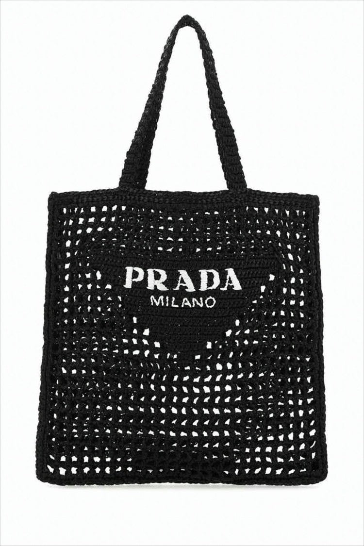 Prada Black Woven Raffia Shoulder Bag