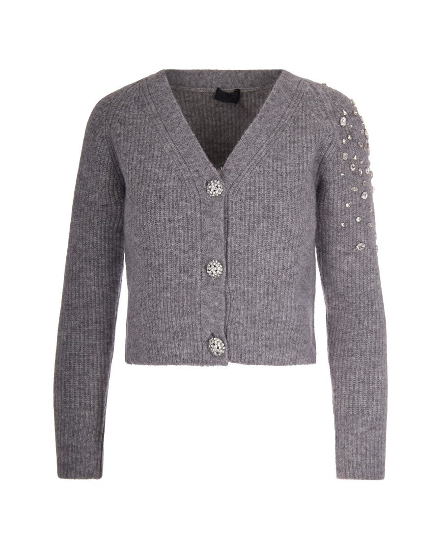 Liu Jo Cardigan In Lana Con Strass Grey Melange