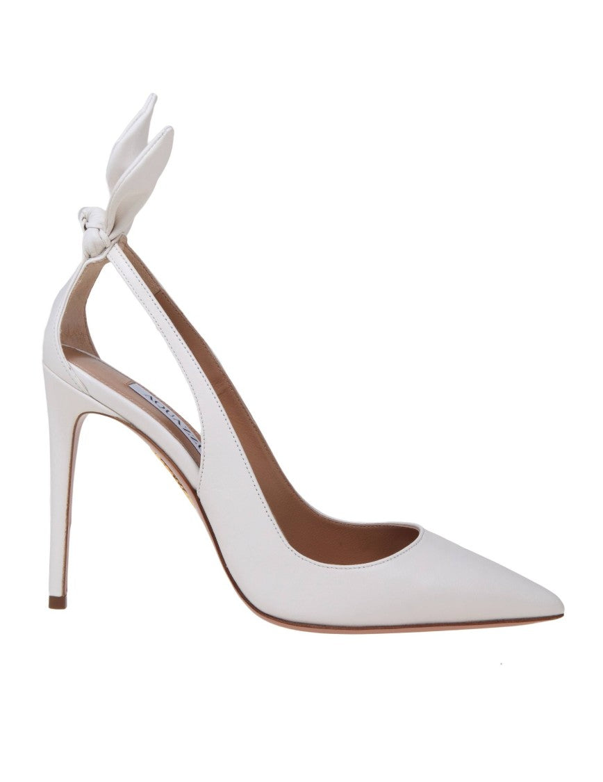 Aquazzura White Leather Bow Tie Pump 85