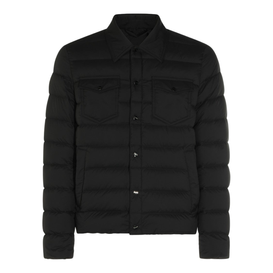Herno Shirt-Collar Black Puffer Jacket With Quilted Padding