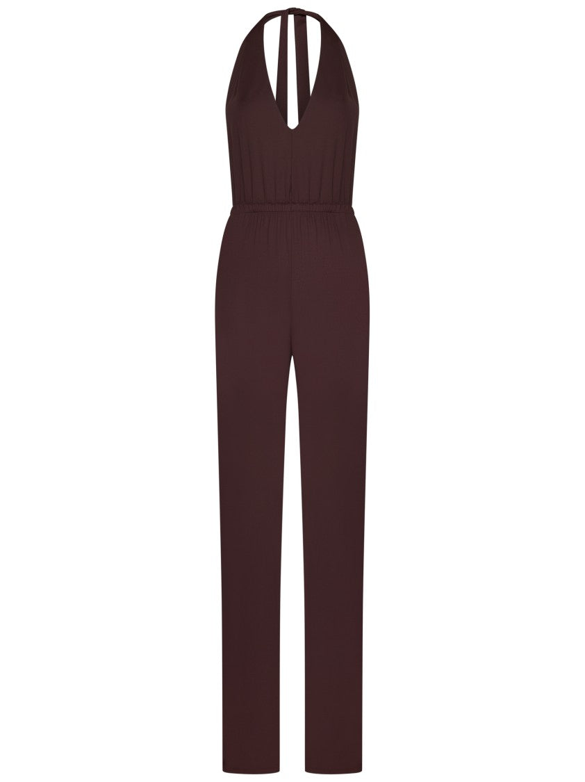 Fisico Chocolate Microfiber Halterneck Jumpsuit
