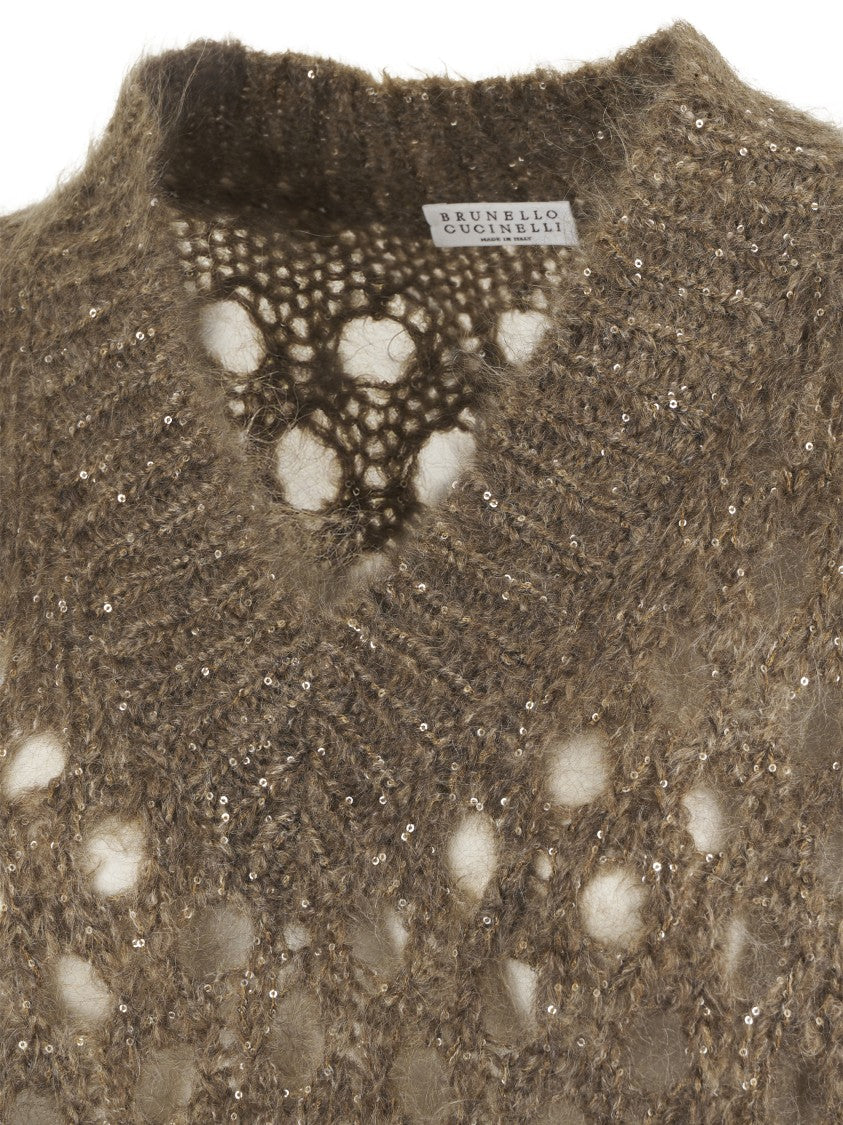 Brunello Cucinelli Textured V-Neck Knitted Vest