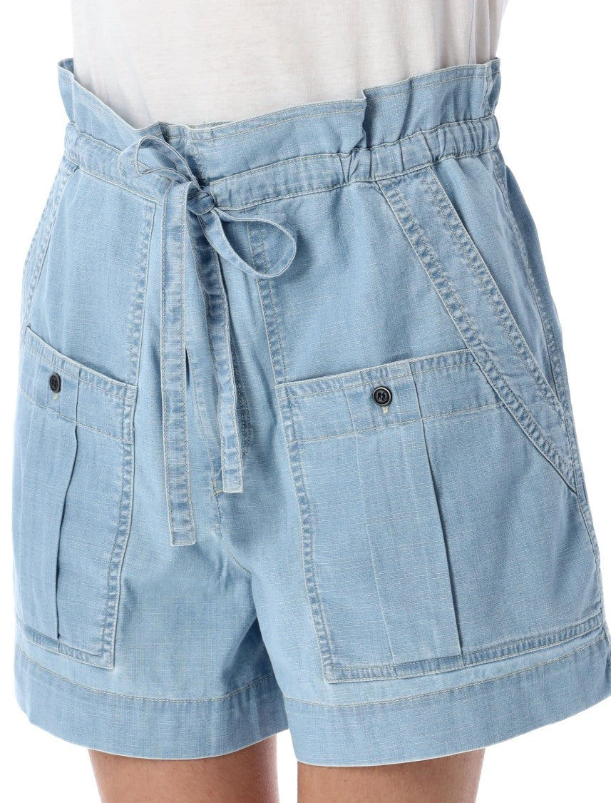 Isabel Marant Étoile Relaxed Fit Cotton Chambray Valdina Shorts