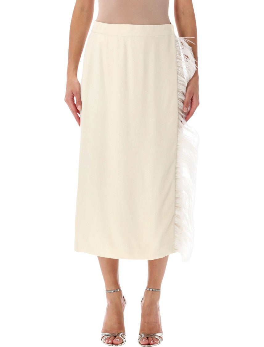 Alberta Ferretti Fringe-Detail High-Waist Midi Skirt