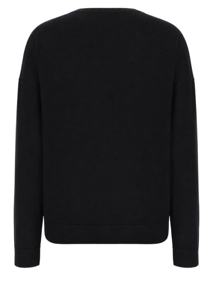 Co Cashmere Knit Sweater With Deep V-Neckline