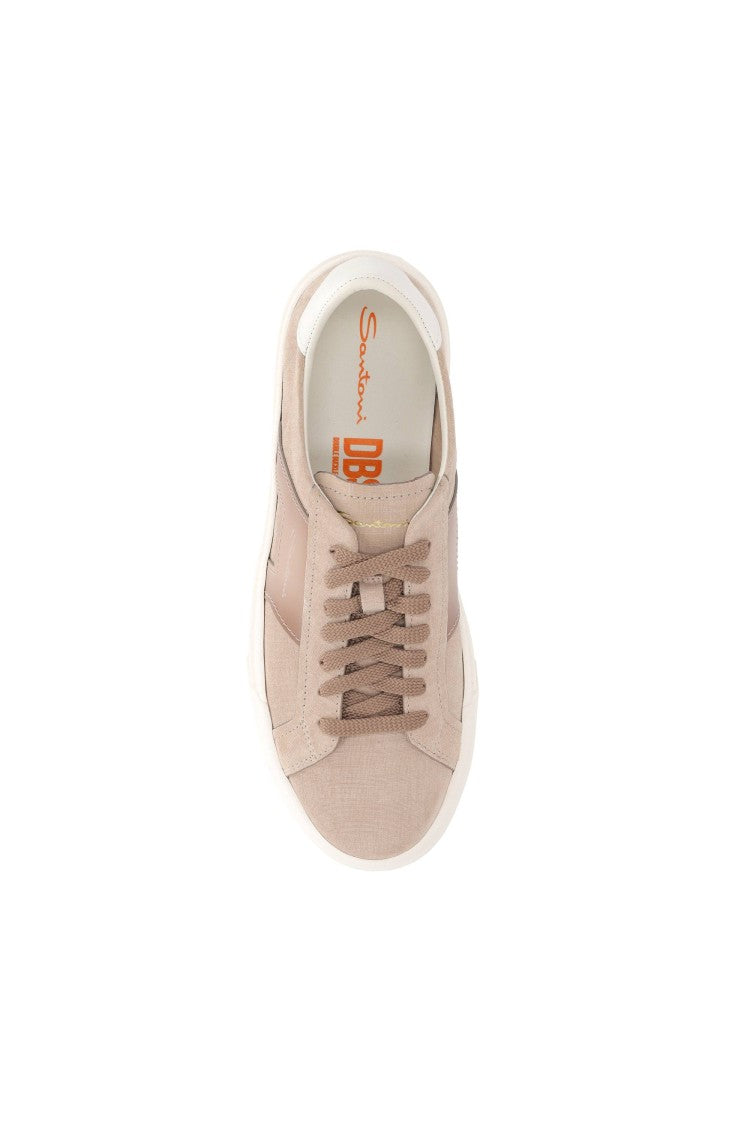 Santoni Leather Double Buckle Sneakers