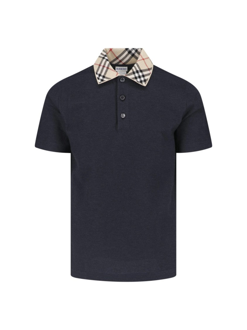 Burberry Dark Gray Cotton Check Polo Shirt