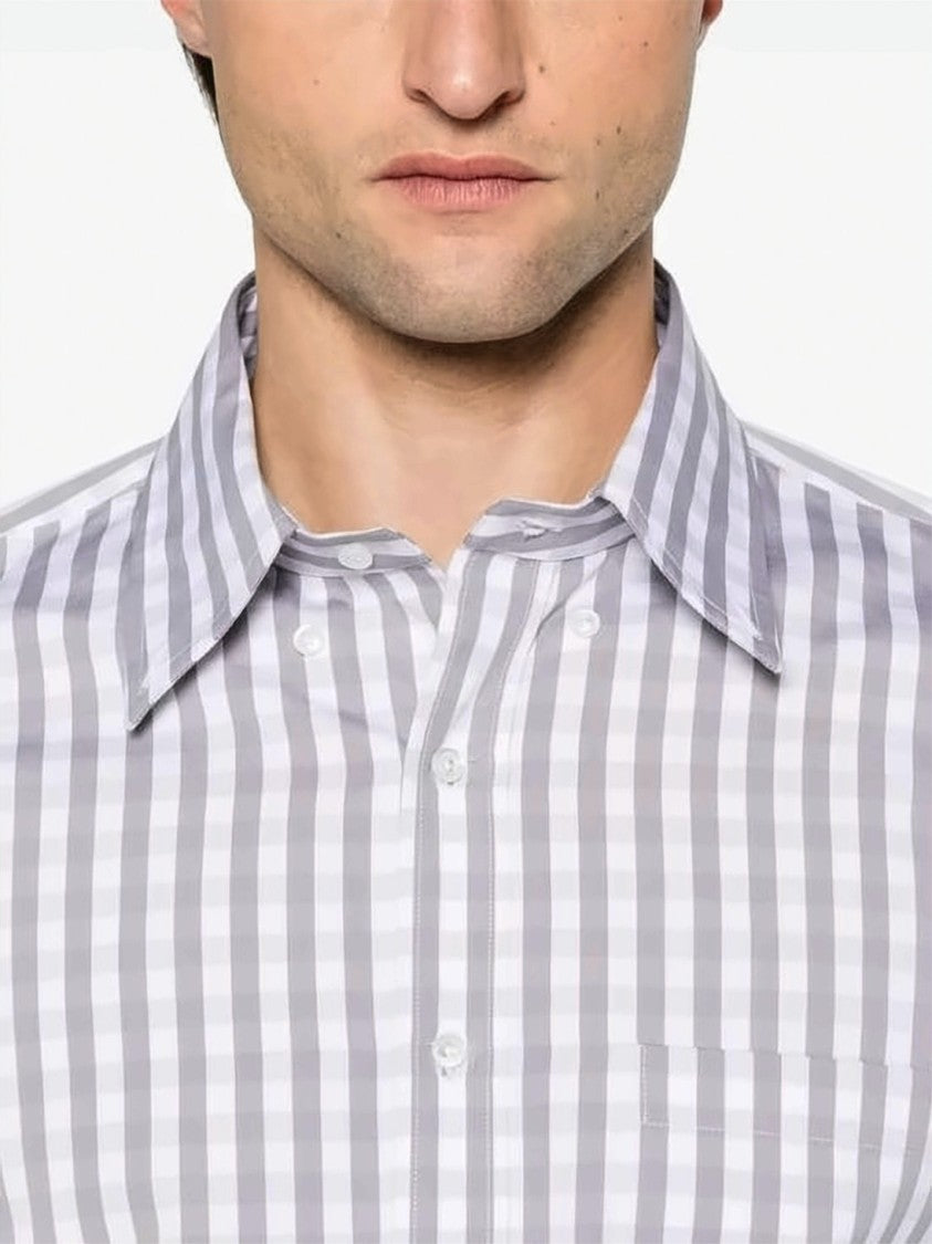 Thom Browne Checkered Long-Sleeve Shirt With Distinctive Stripes
