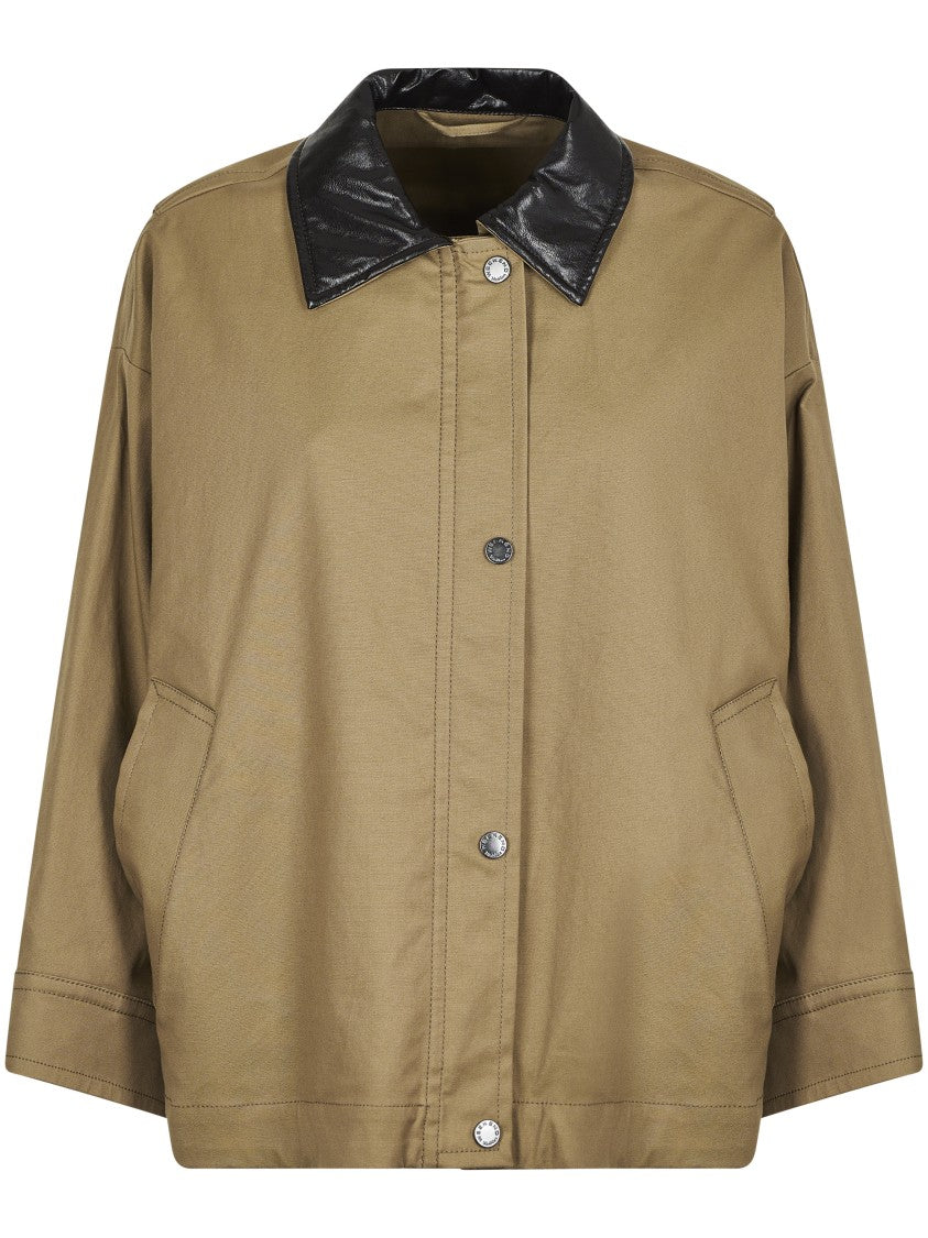 Max Mara Relaxed Fit Jacket With Contrasting Leather Neckline