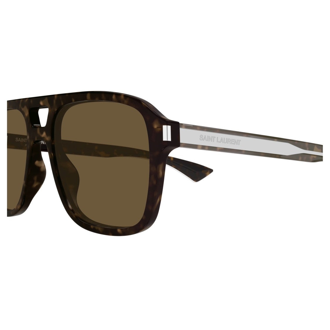 Saint Laurent Tortoiseshell Square Frame Sunglasses With Transparent Temples