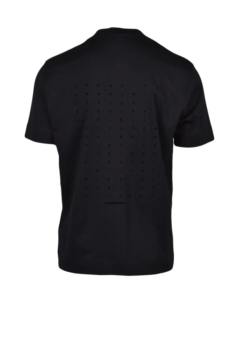 Emporio Armani Black Perforated Cotton T-Shirt