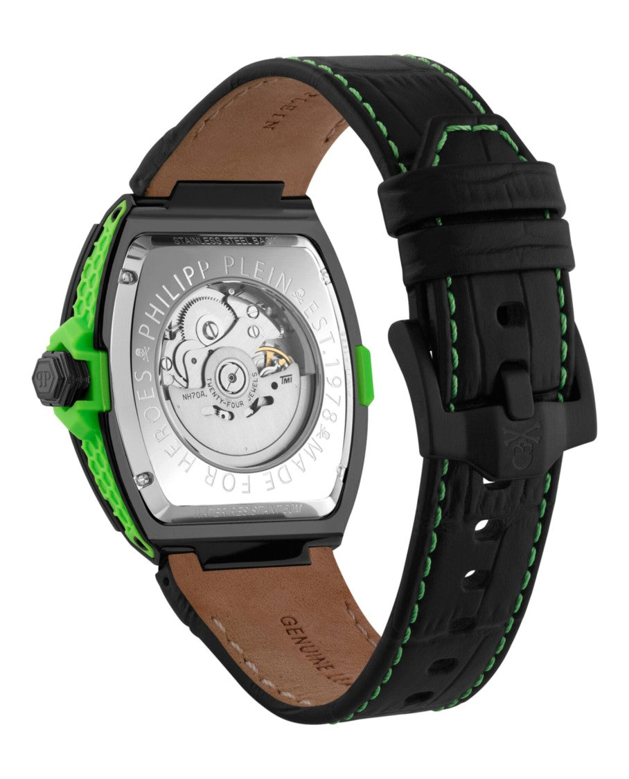 Philipp Plein Automatic Skeleton Dial Timepiece With Calf Leather Strap