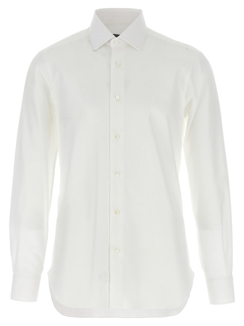 Barba Honeycomb Cotton Shirt With Pin Tucks