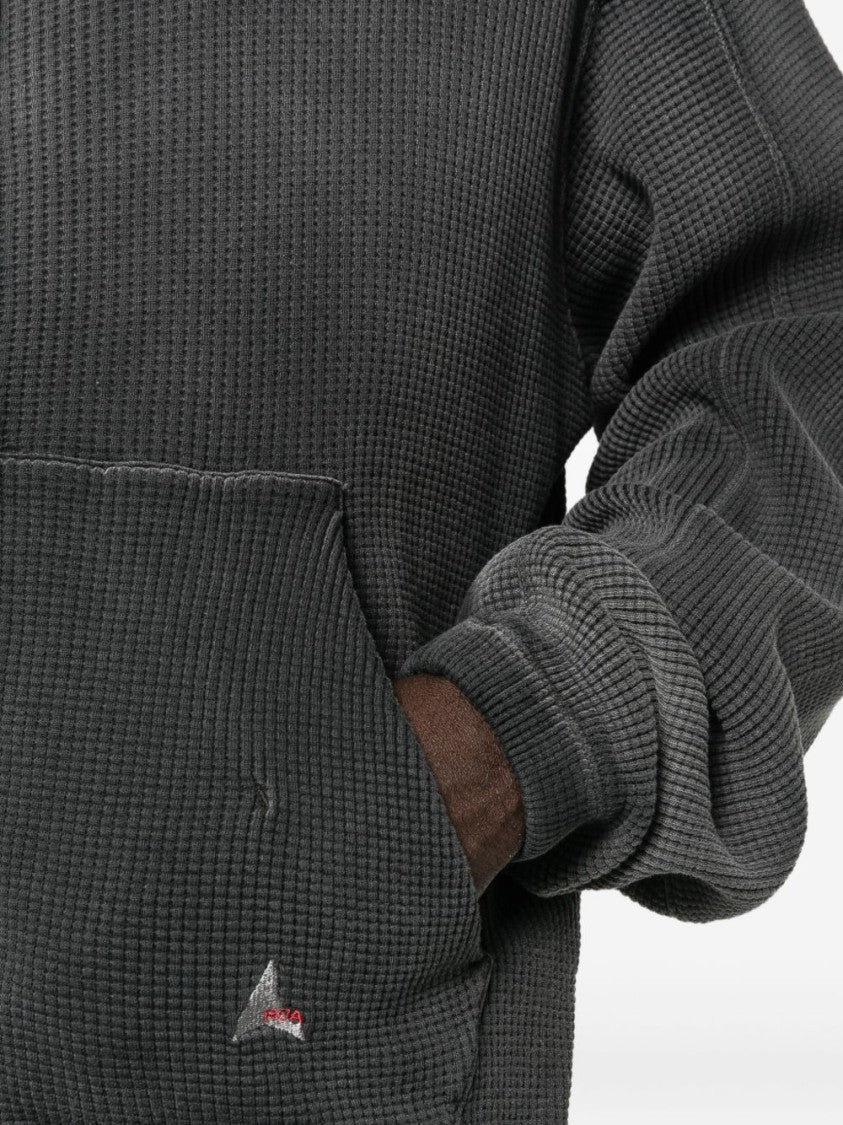 Roa Textured Black Zip-Up Sweater