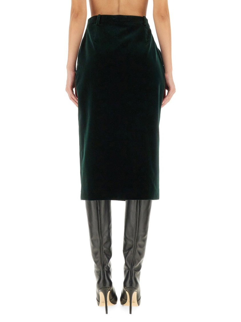 Saint Laurent Velvet Crossover Midi Skirt