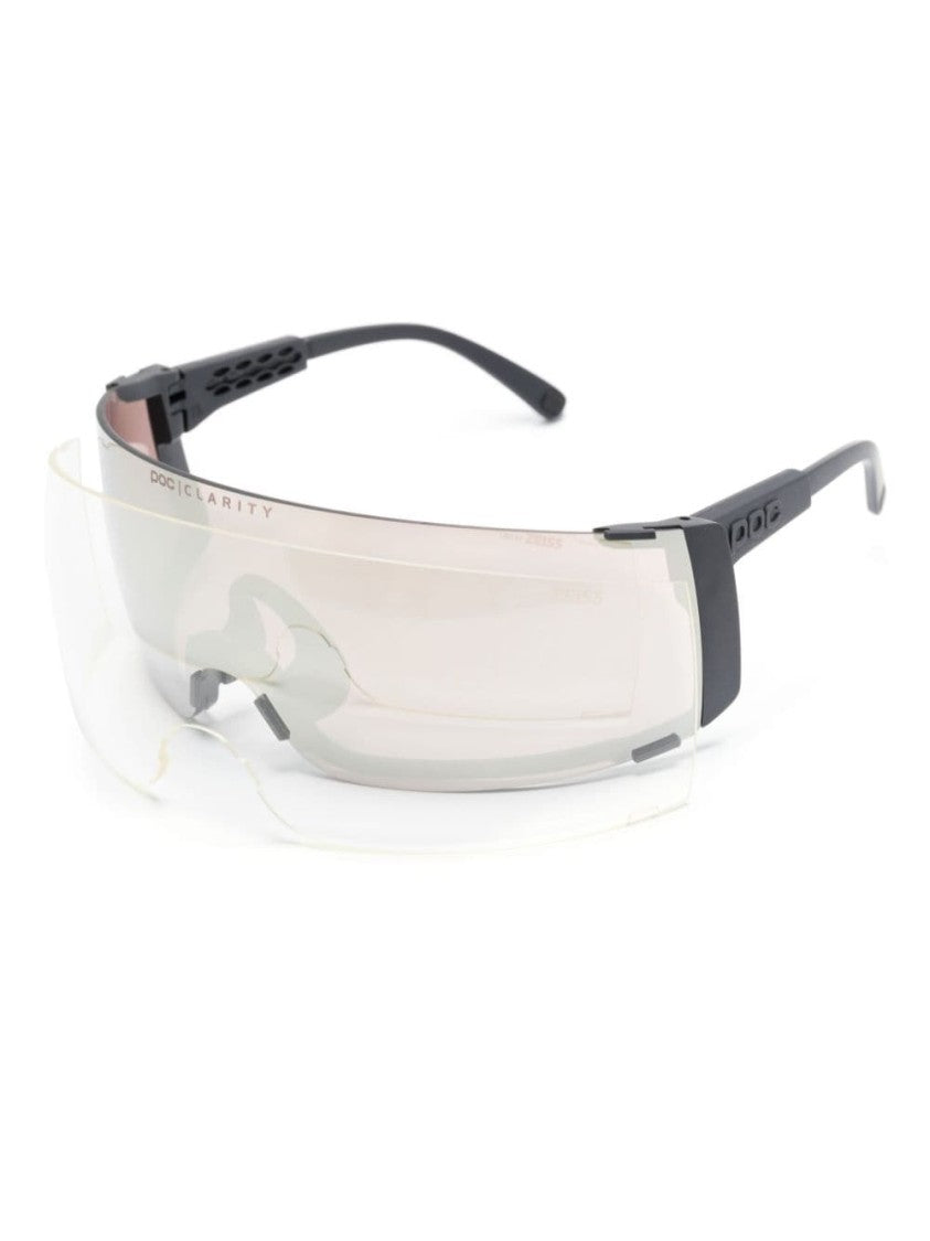 Poc Matte Finish Shield Cycling Sunglasses With Interchangeable Frame