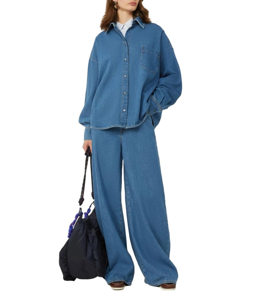 Max Mara Clean Blue Cotton Linen Shirt