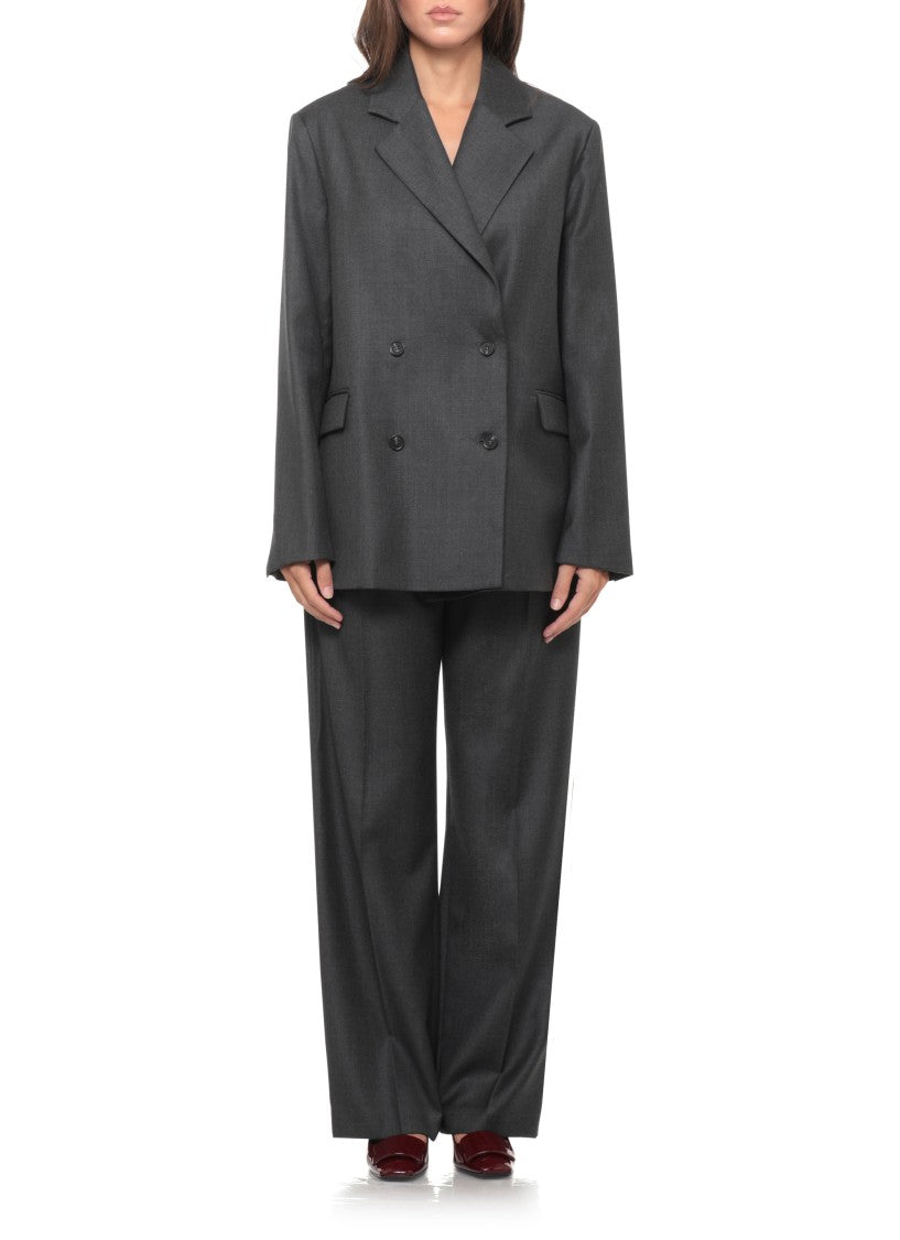 Loulou De Saison Tailored Straight-Leg Wool Pants With Pleated Front