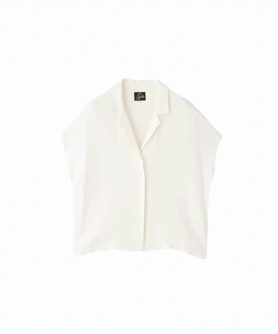 Needles Boxy Sleeveless Top With Notched Collar In Soft Viscose Rayon