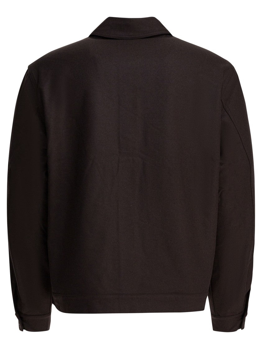 Gr10k Wool-Blend Overshirt Jacket With Flap Pockets And Concealed Placket