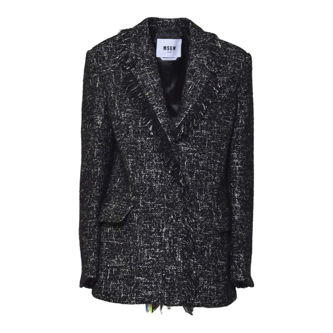Msgm Tailored Textured Jacket With Frayed Edges