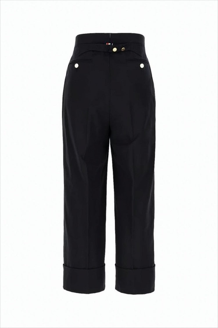 Thom Browne Cropped Black Suit Pants With Wide Cuffs