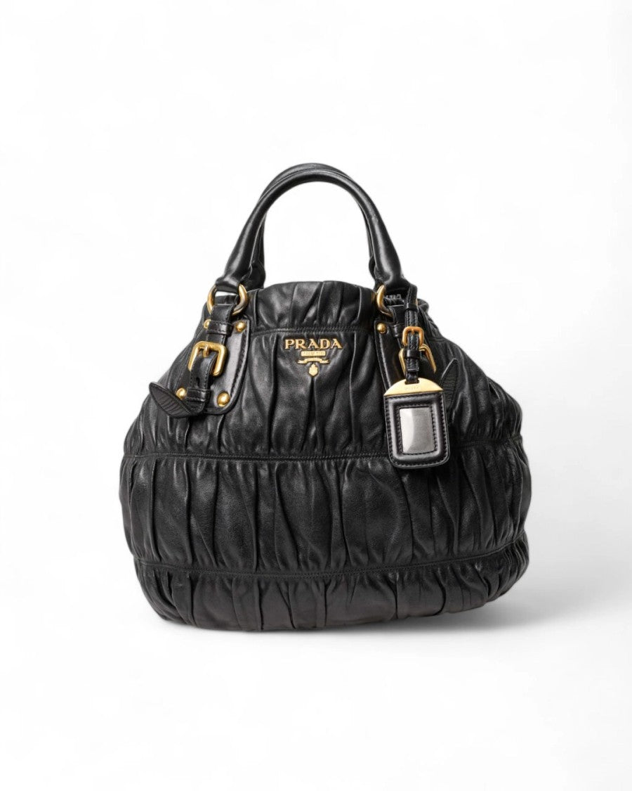 Prada Medium Black Embossed Shopper