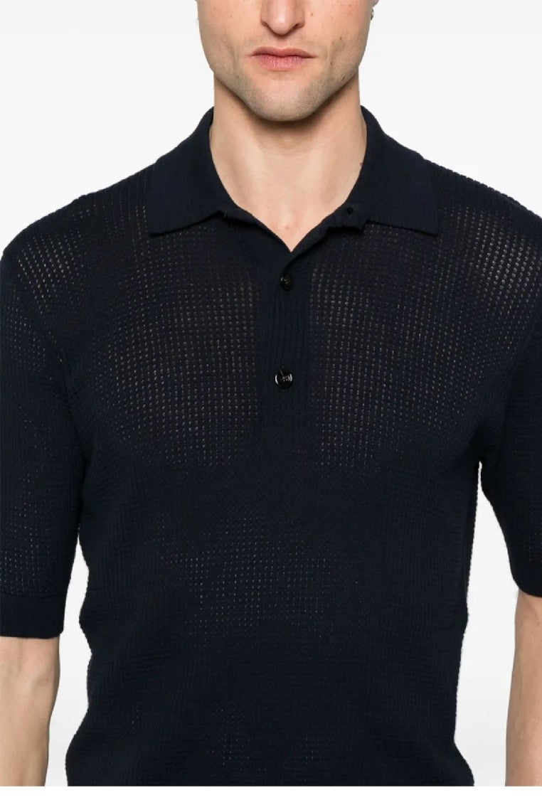 Lardini Ribbed Knit Polo Shirt