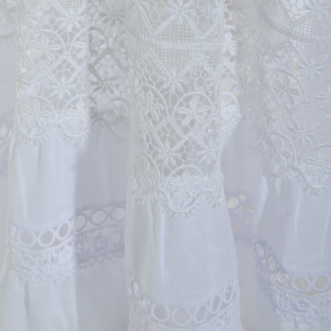 Charo Ruiz Ibiza Long Flowing Maxi Skirt With Intricate Lace And Embroidered Detailing