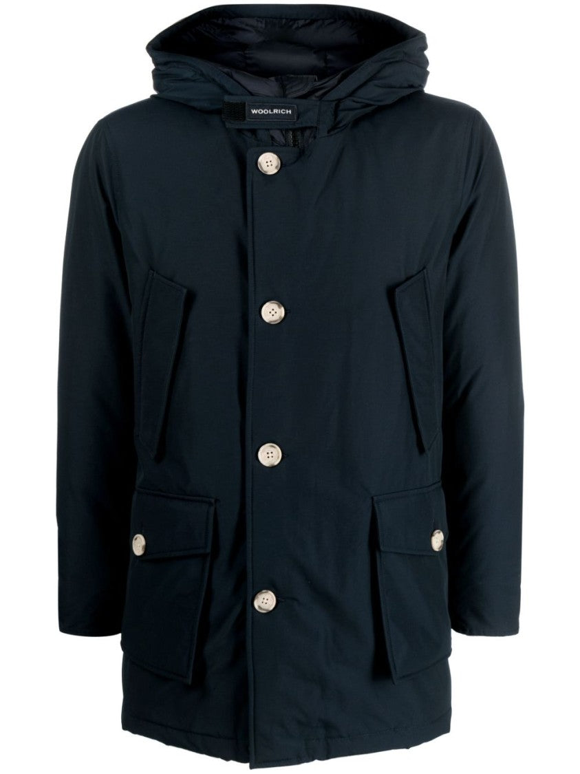Woolrich Navy Blue Cotton Blend Down-Filled Parka